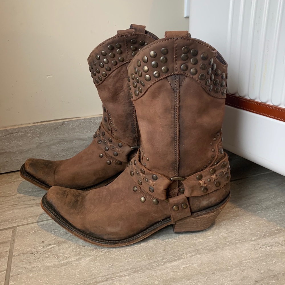 Liberty Black Leather Studded Boots